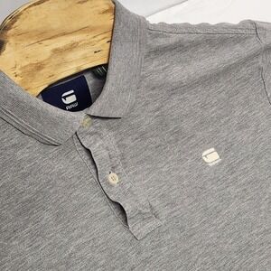 G-Star Raw Dunda Slim Fit Polo Shirt Mens Large Gray Short Sleeve